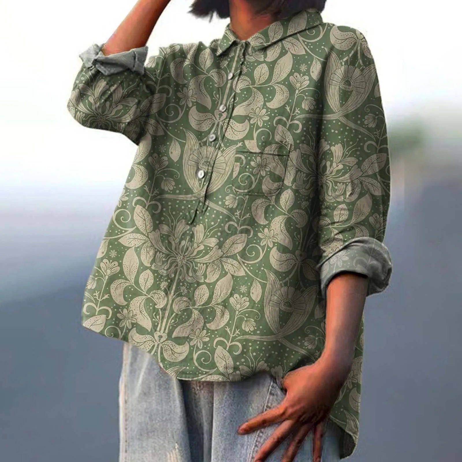 Camisa holgada para mujer con botones