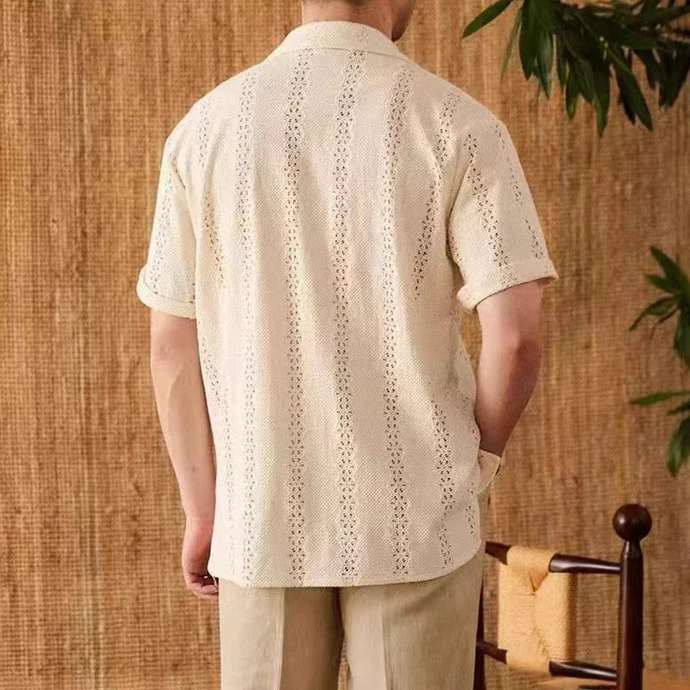 Camisa para hombre con botones y cuello cubano