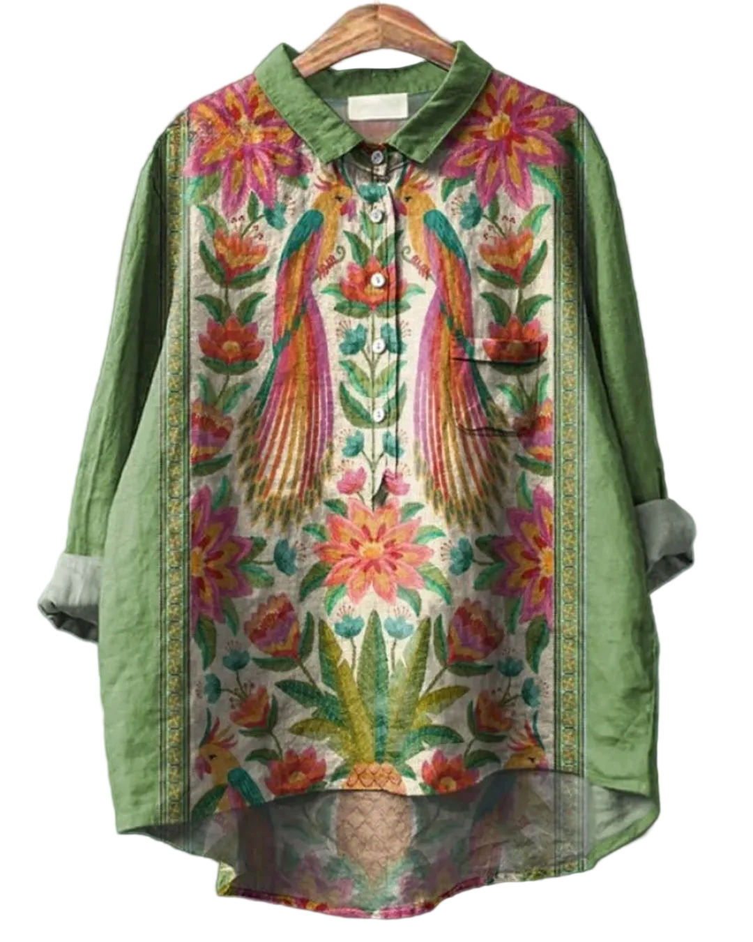 Camisa para mujer con estampado floral y botones
