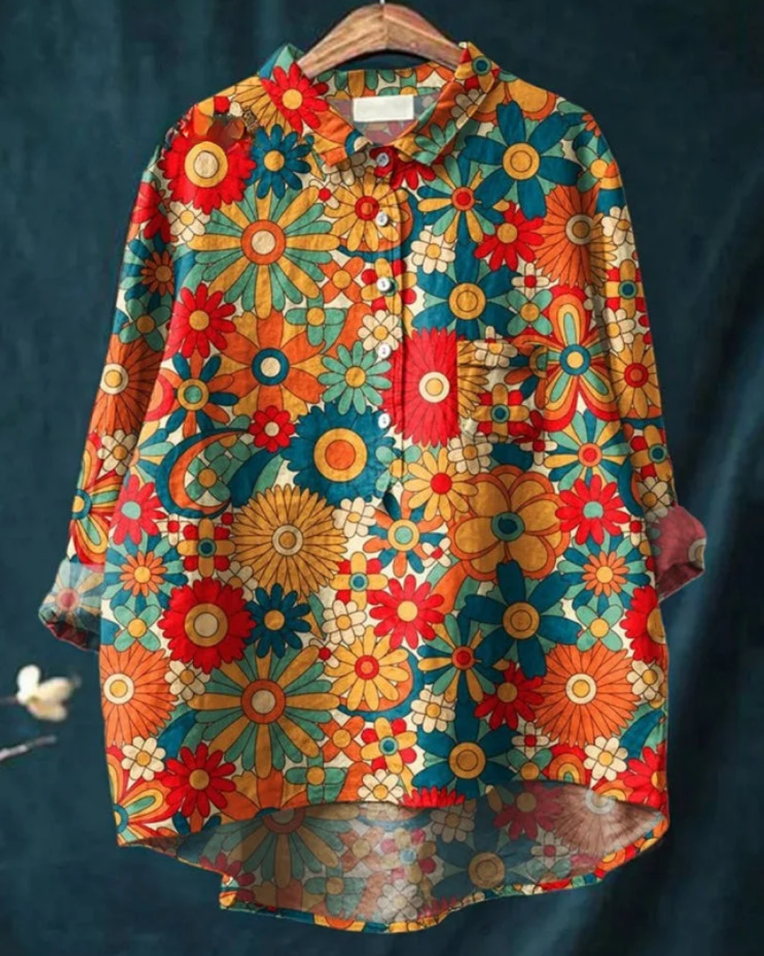 Camisa para mujer con estampado floral y botones