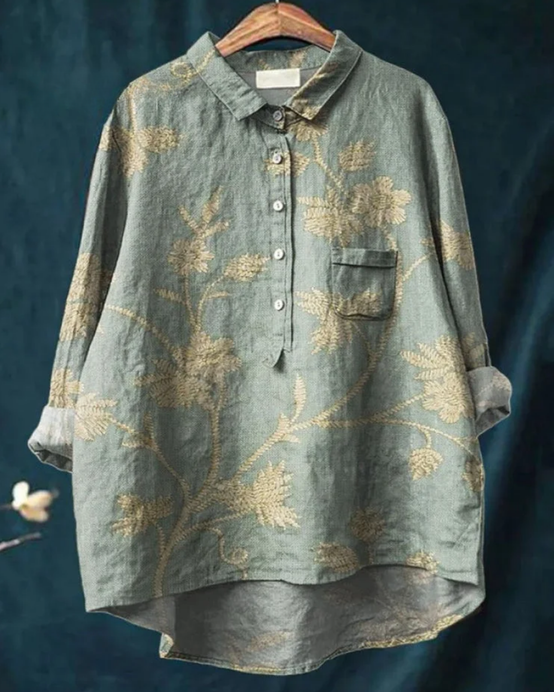 Camisa para mujer con estampado floral y botones