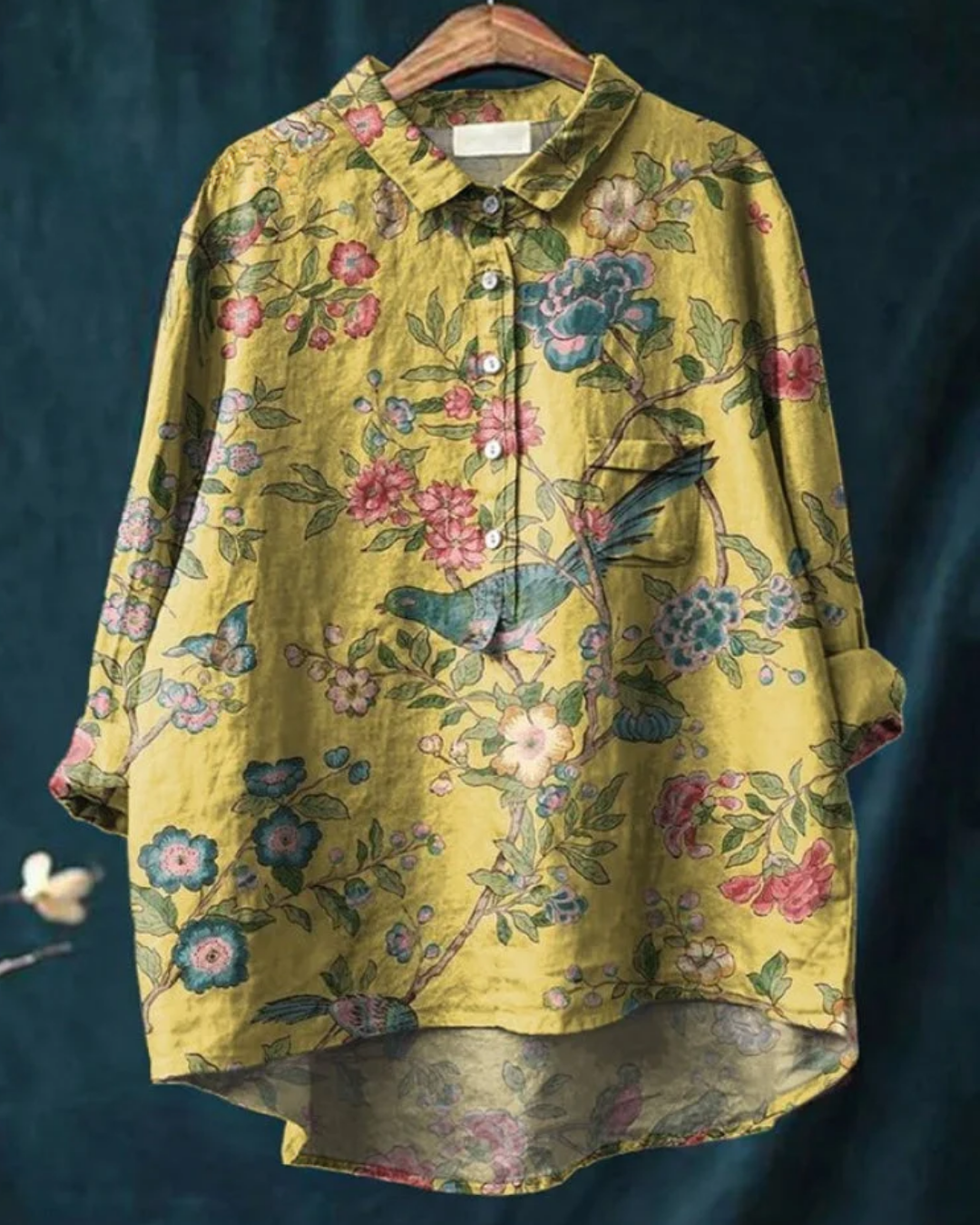 Camisa para mujer con estampado floral y botones