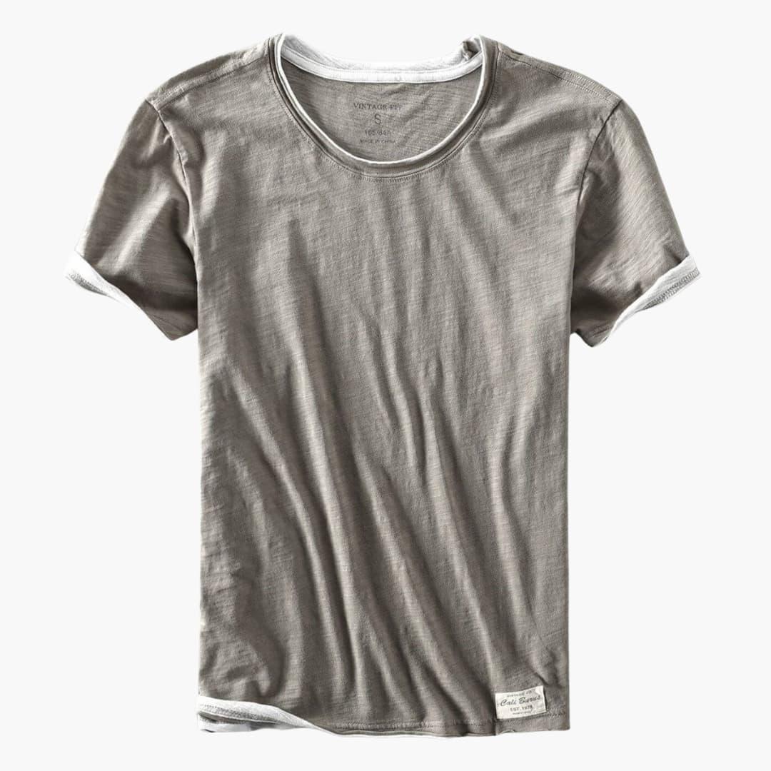 Camiseta básica para hombre – Camiseta de algodón con manga corta y cuello redondo