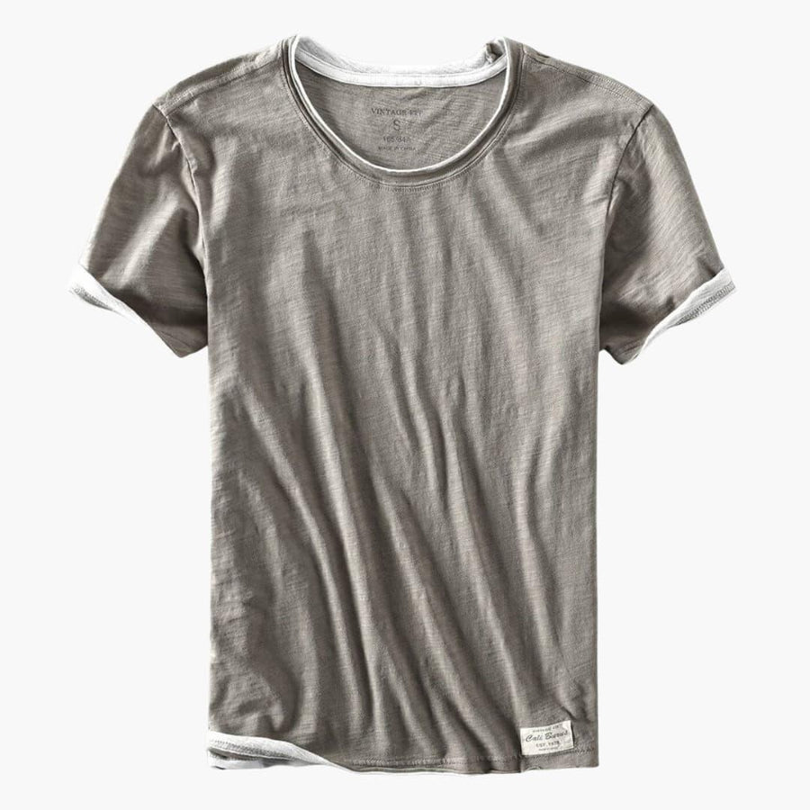 Camiseta básica para hombre – Camiseta de algodón con manga corta y cuello redondo