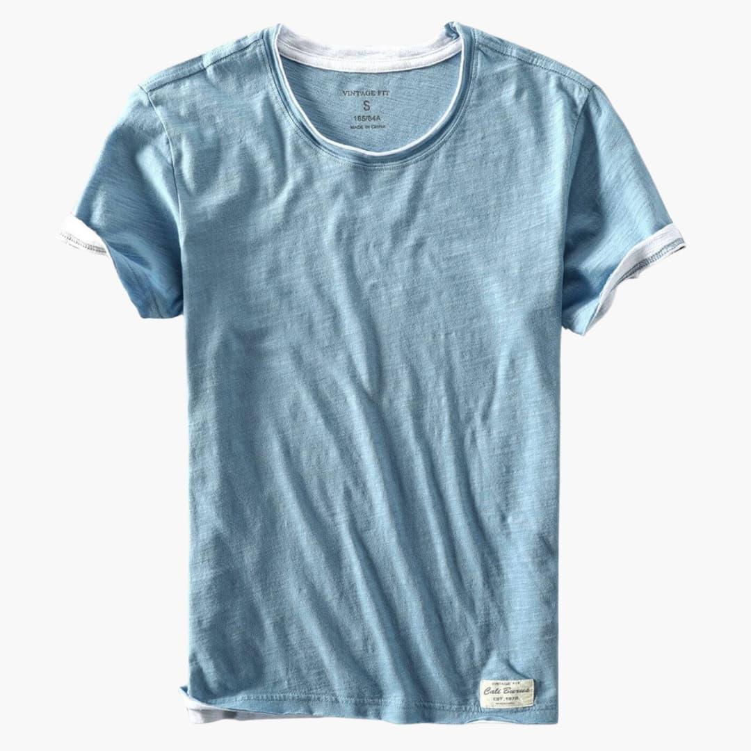 Camiseta básica para hombre – Camiseta de algodón con manga corta y cuello redondo