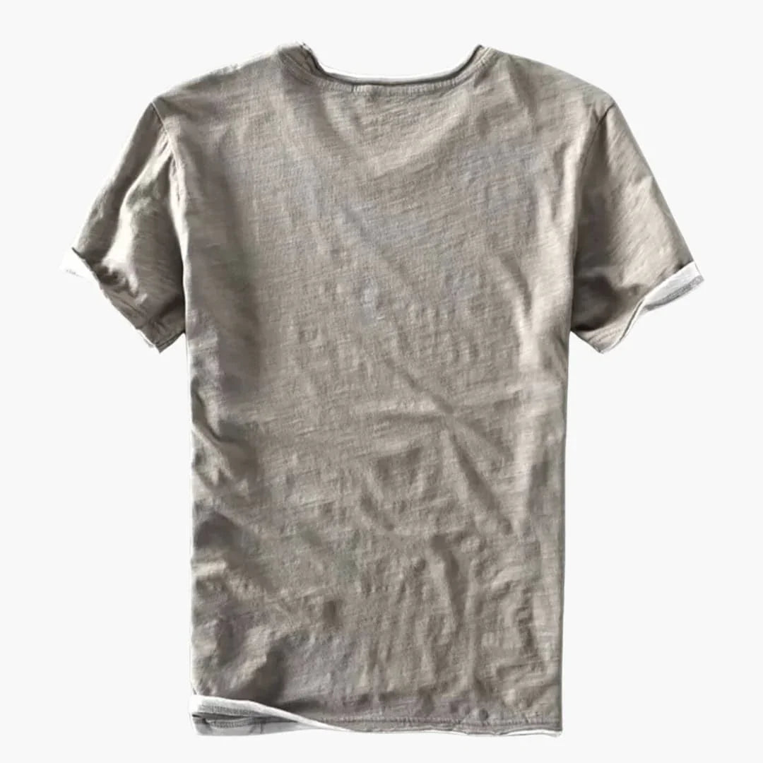Camiseta básica para hombre – Camiseta de algodón con manga corta y cuello redondo