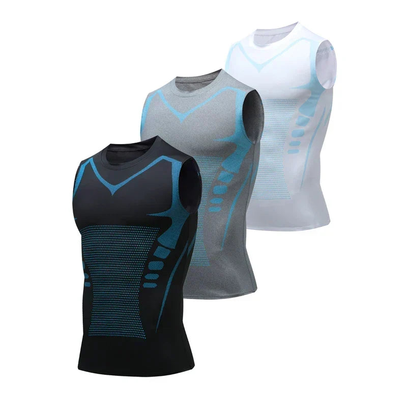 Camiseta de Compresión Iónica Sin Mangas para Moldeado Corporal y Soporte Postural