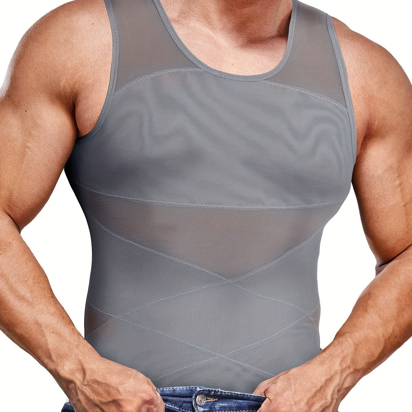 Camiseta de compresión sin mangas para hombre | Prenda ajustada sin mangas para una silueta definida | Estilo casual moderno