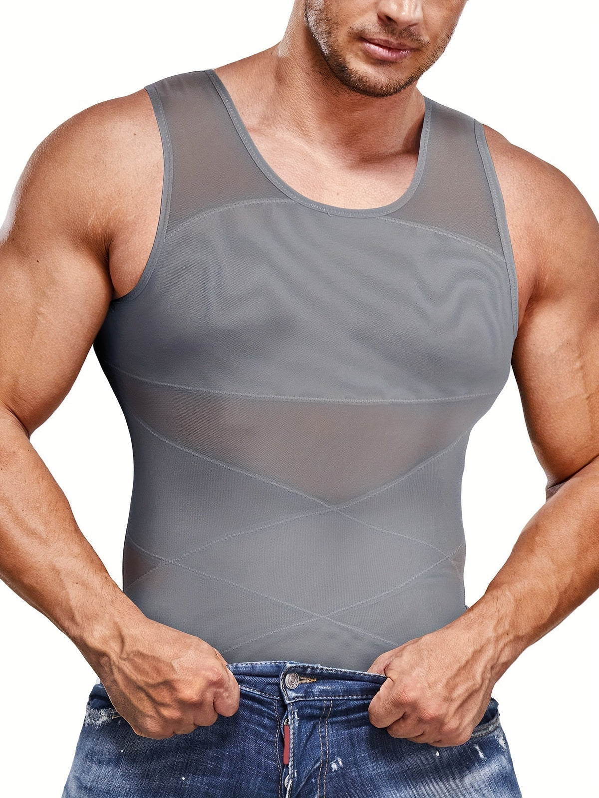 Camiseta de compresión sin mangas para hombre | Prenda ajustada sin mangas para una silueta definida | Estilo casual moderno