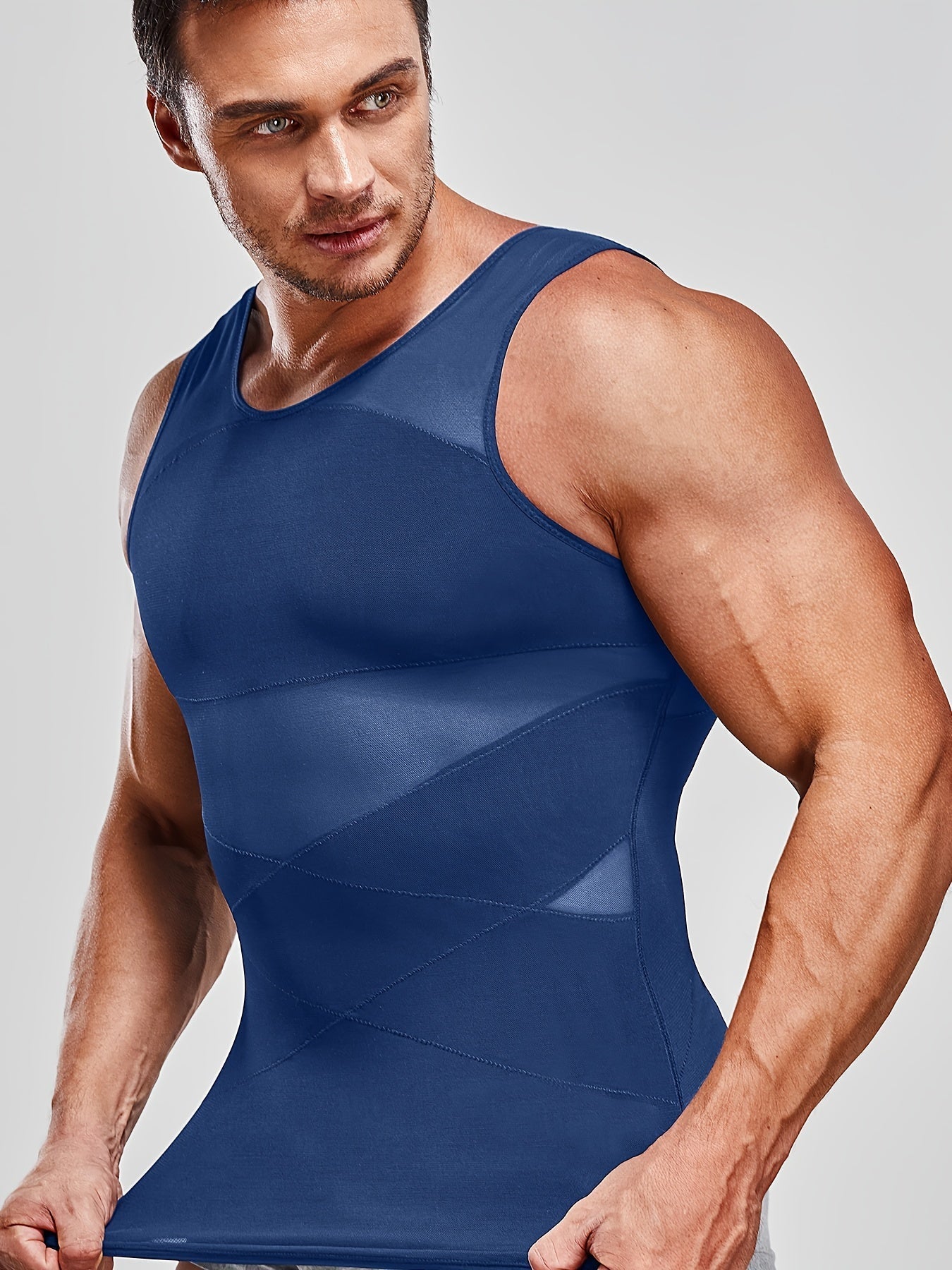 Camiseta de compresión sin mangas para hombre | Prenda ajustada sin mangas para una silueta definida | Estilo casual moderno