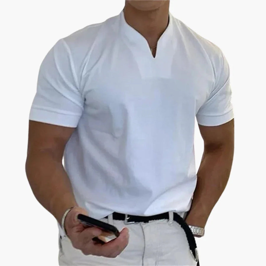 Camiseta de hombre slim fit manga corta cuello en V