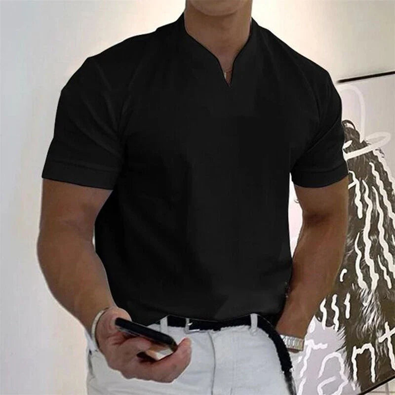 Camiseta de hombre slim fit manga corta cuello en V