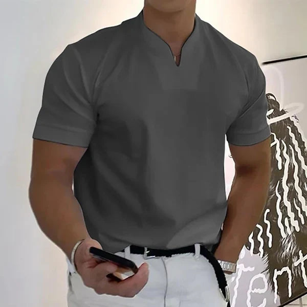 Camiseta de hombre slim fit manga corta cuello en V