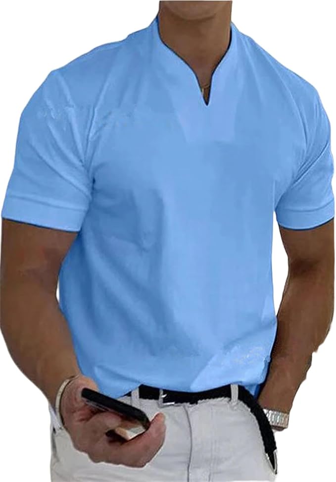 Camiseta de hombre slim fit manga corta cuello en V
