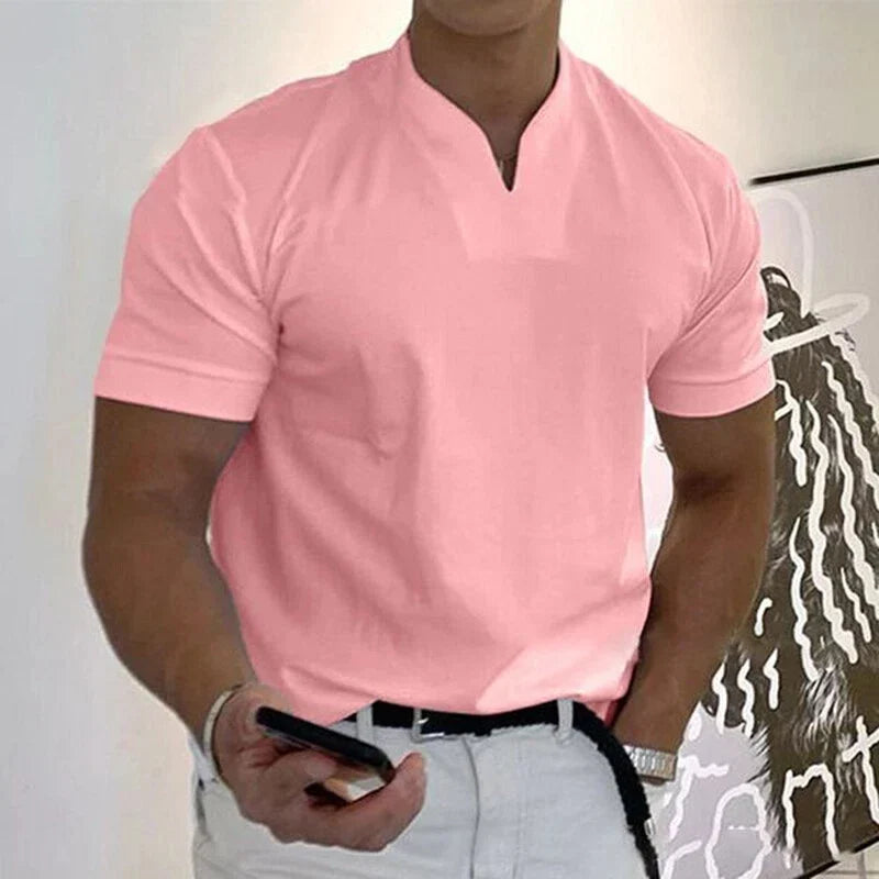 Camiseta de hombre slim fit manga corta cuello en V