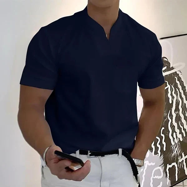 Camiseta de hombre slim fit manga corta cuello en V