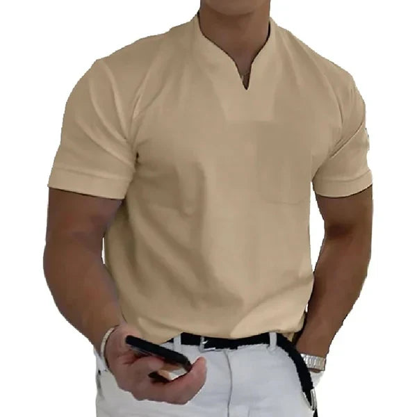 Camiseta de hombre slim fit manga corta cuello en V