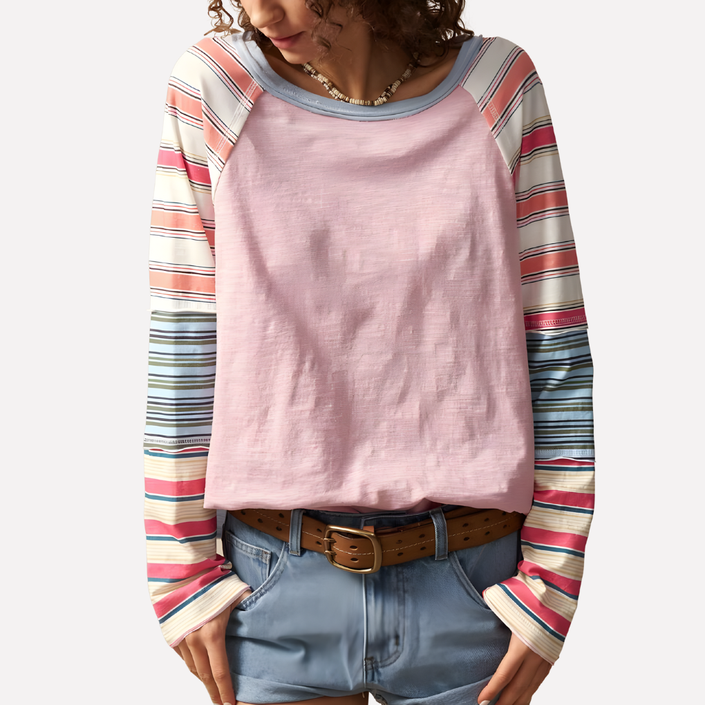 Camiseta de manga larga con mangas raglán para mujer