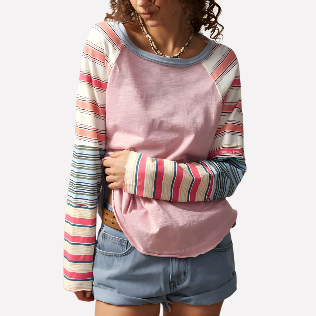 Camiseta de manga larga con mangas raglán para mujer