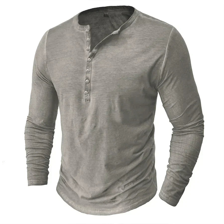 Camiseta de manga larga para hombre con botones