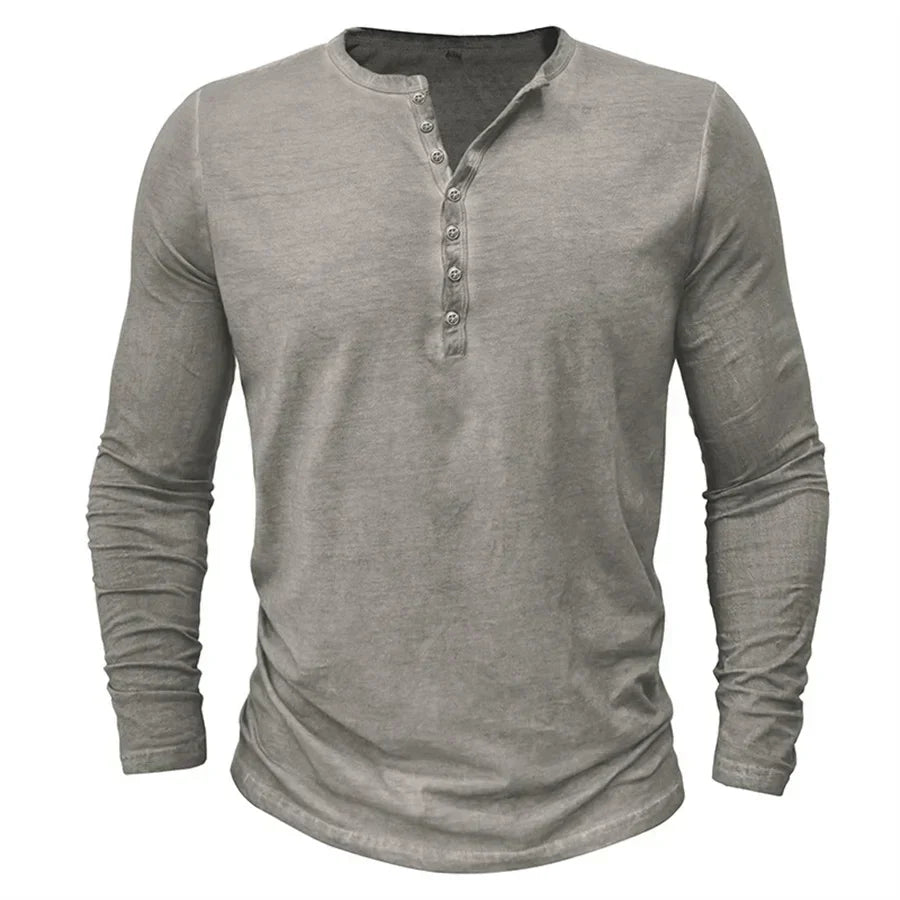 Camiseta de manga larga para hombre con botones