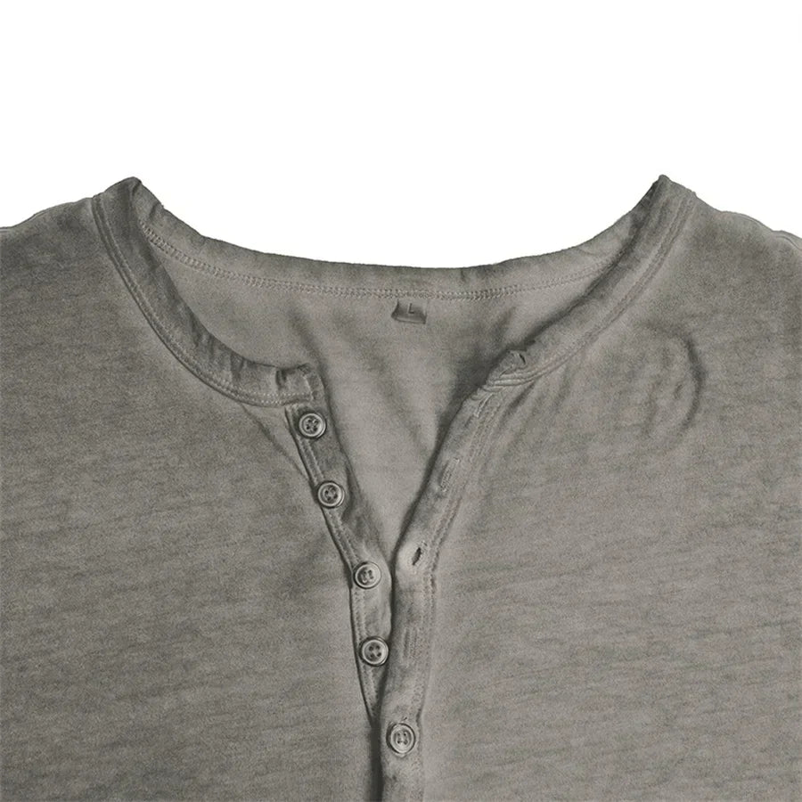 Camiseta de manga larga para hombre con botones