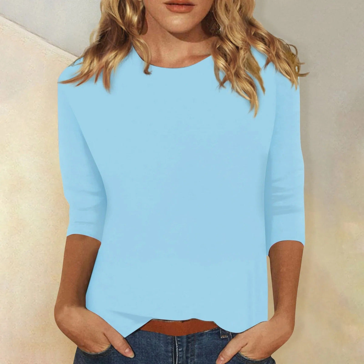 Camiseta de mujer manga larga cuello redondo en tejido suave para un look cómodo y casual