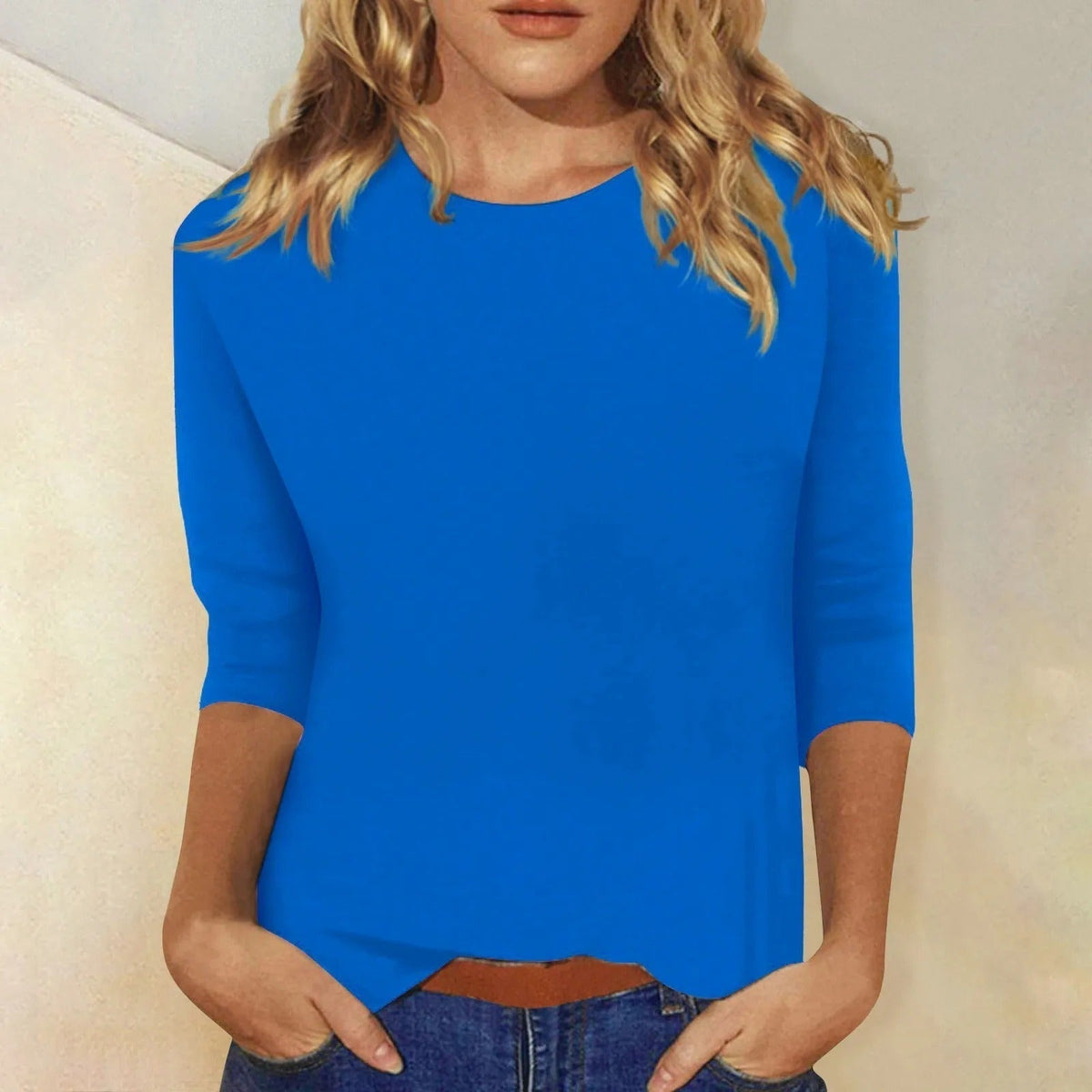 Camiseta de mujer manga larga cuello redondo en tejido suave para un look cómodo y casual