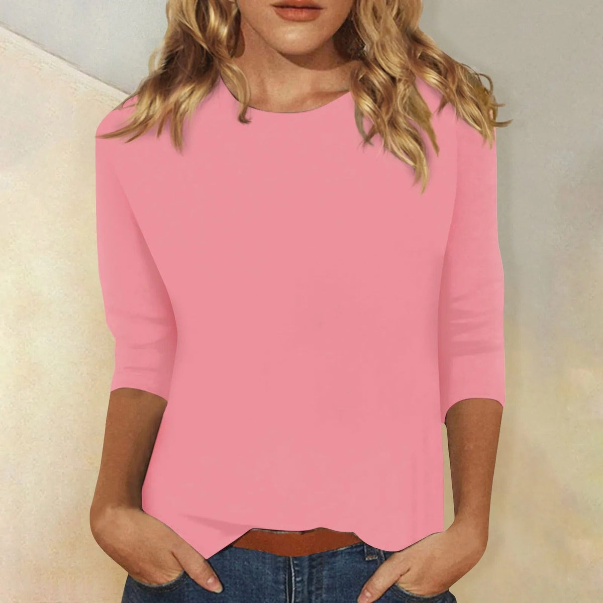 Camiseta de mujer manga larga cuello redondo en tejido suave para un look cómodo y casual