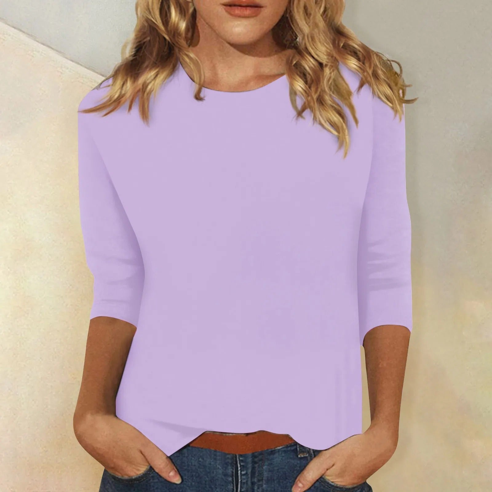 Camiseta de mujer manga larga cuello redondo en tejido suave para un look cómodo y casual