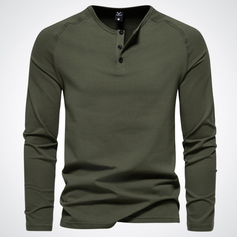 Camiseta Henley de manga larga para hombre