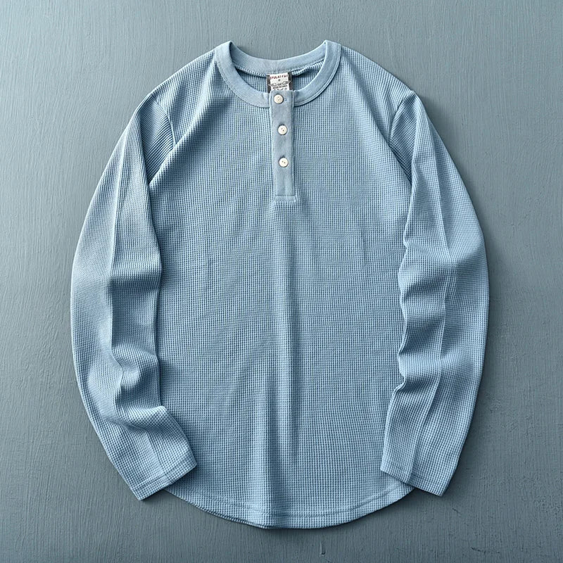 Camiseta Henley de manga larga para hombre
