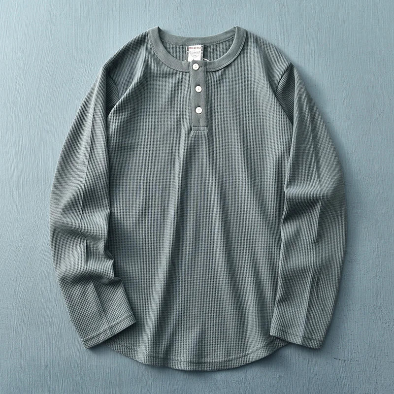 Camiseta Henley de manga larga para hombre