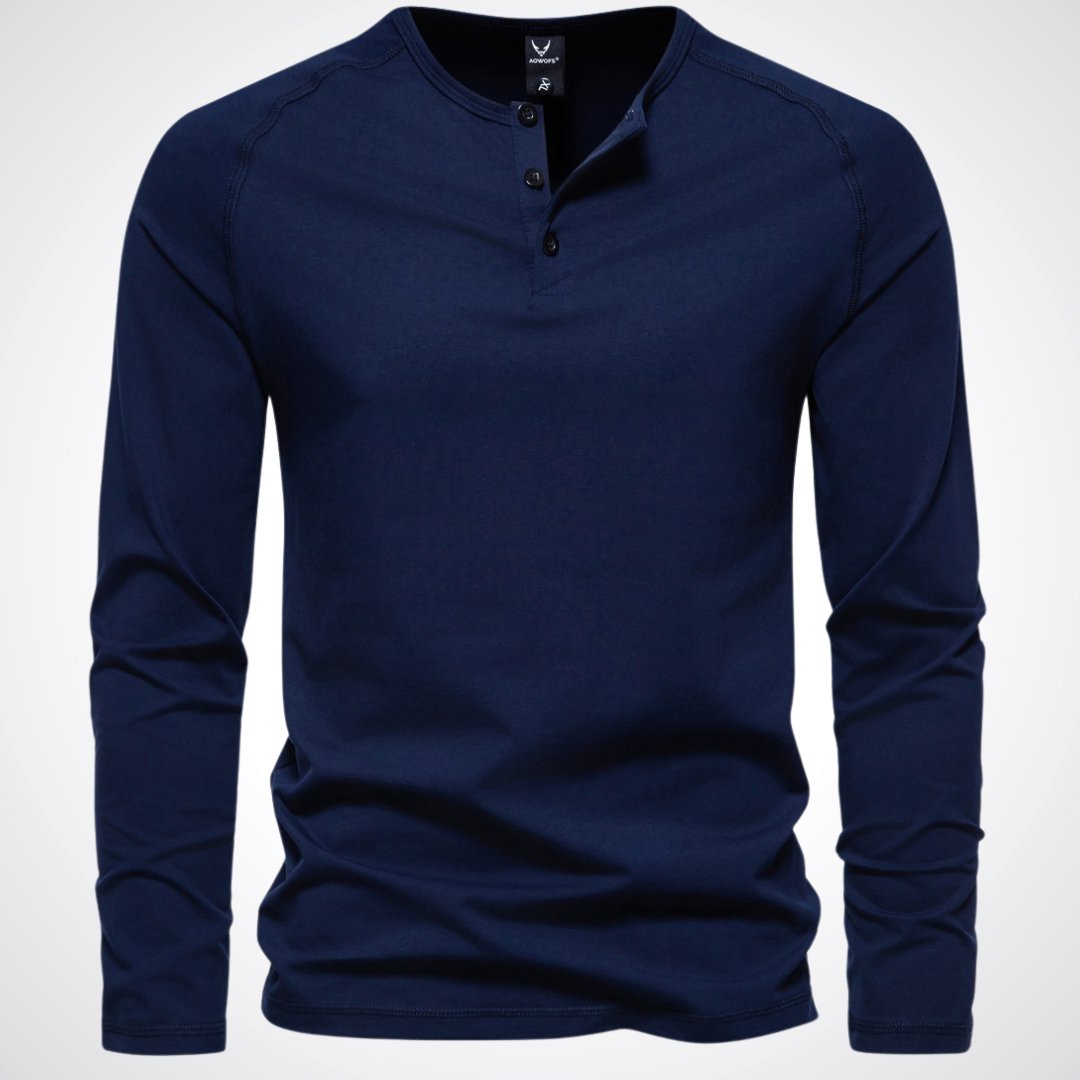 Camiseta Henley de manga larga para hombre