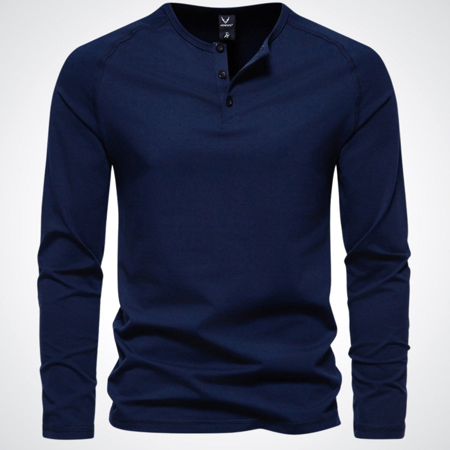 Camiseta Henley de manga larga para hombre