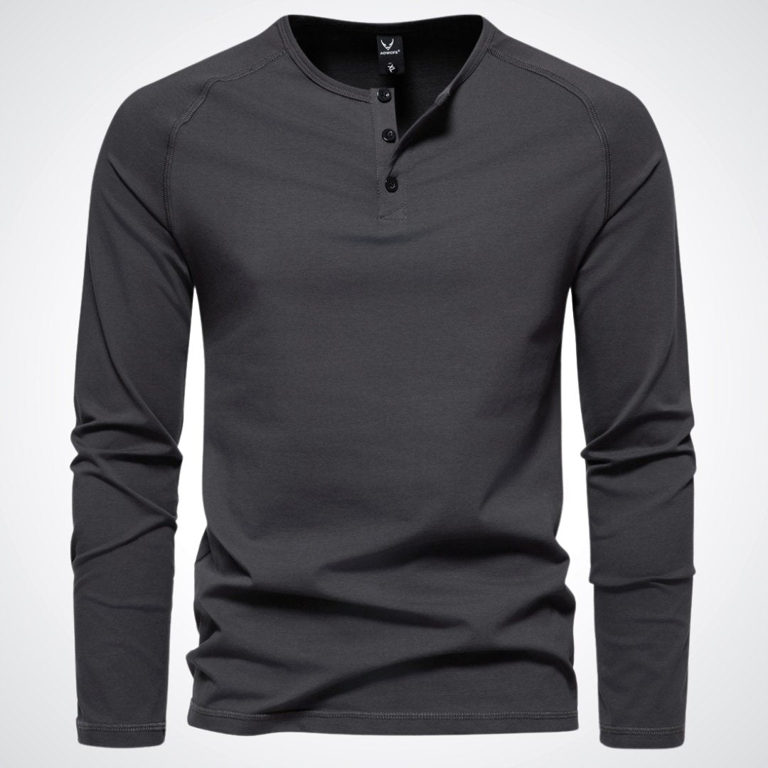 Camiseta Henley de manga larga para hombre