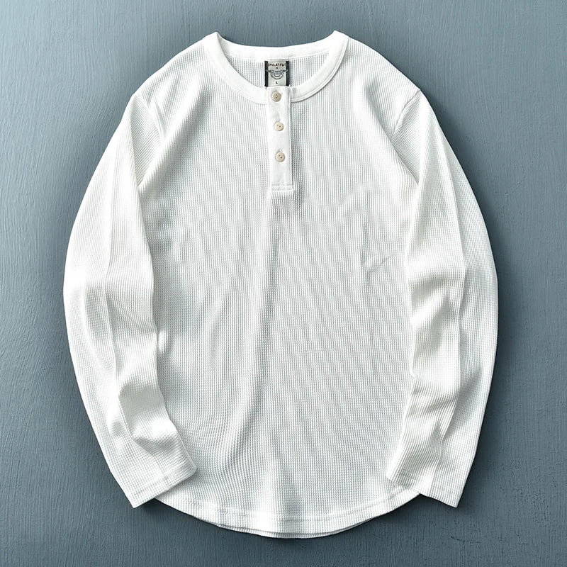 Camiseta Henley de manga larga para hombre