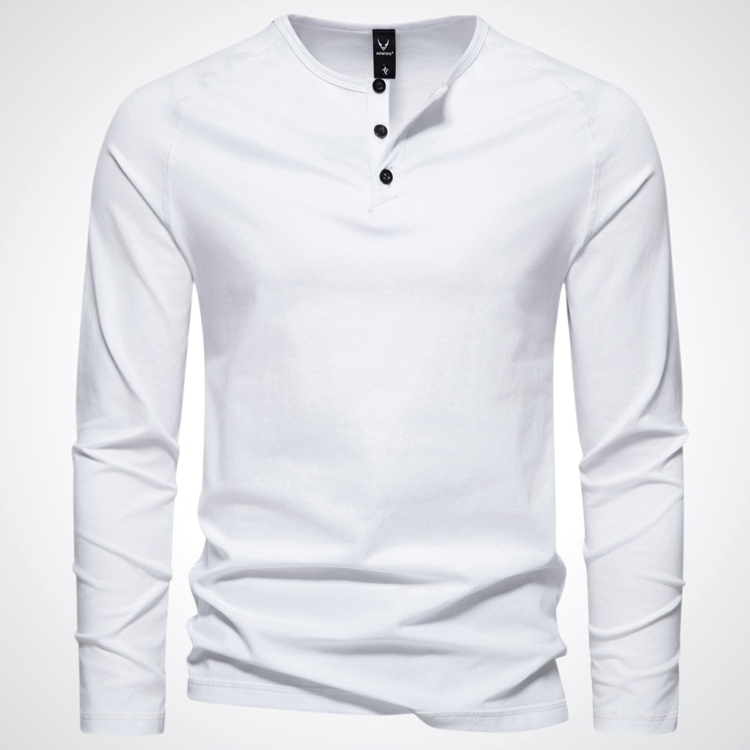 Camiseta Henley de manga larga para hombre