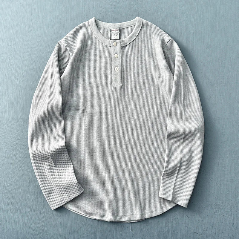 Camiseta Henley de manga larga para hombre