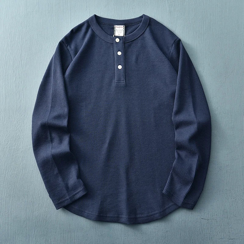 Camiseta Henley de manga larga para hombre