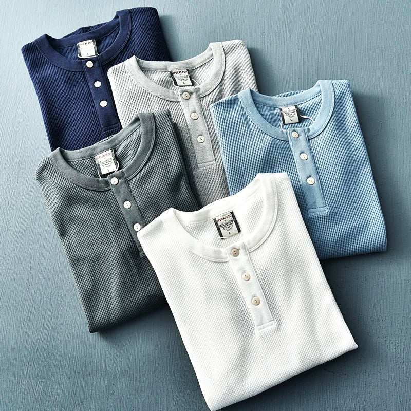 Camiseta Henley de manga larga para hombre