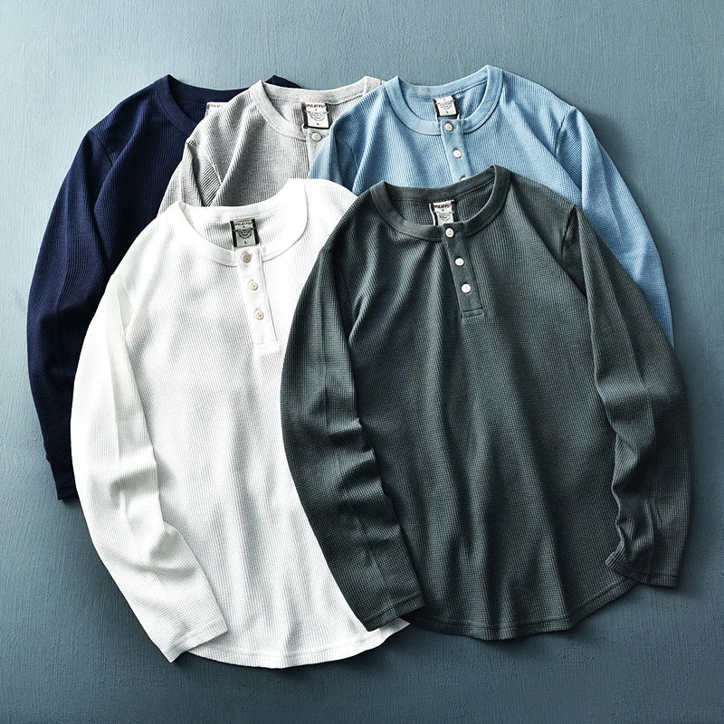 Camiseta Henley de manga larga para hombre