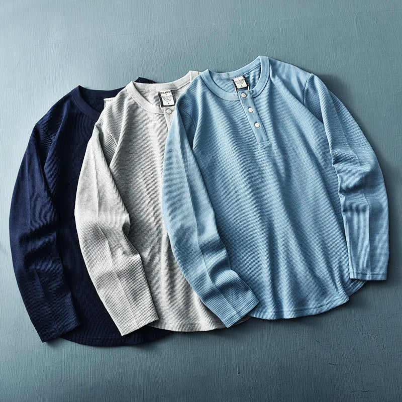 Camiseta Henley de manga larga para hombre