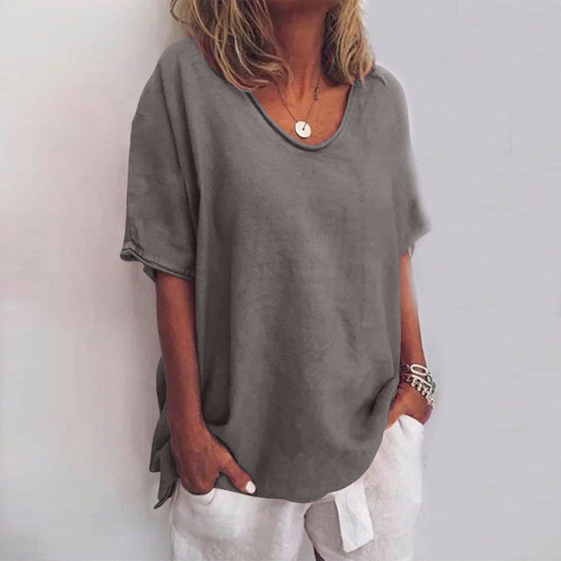 Camiseta Oversized con Escote en V para Mujer