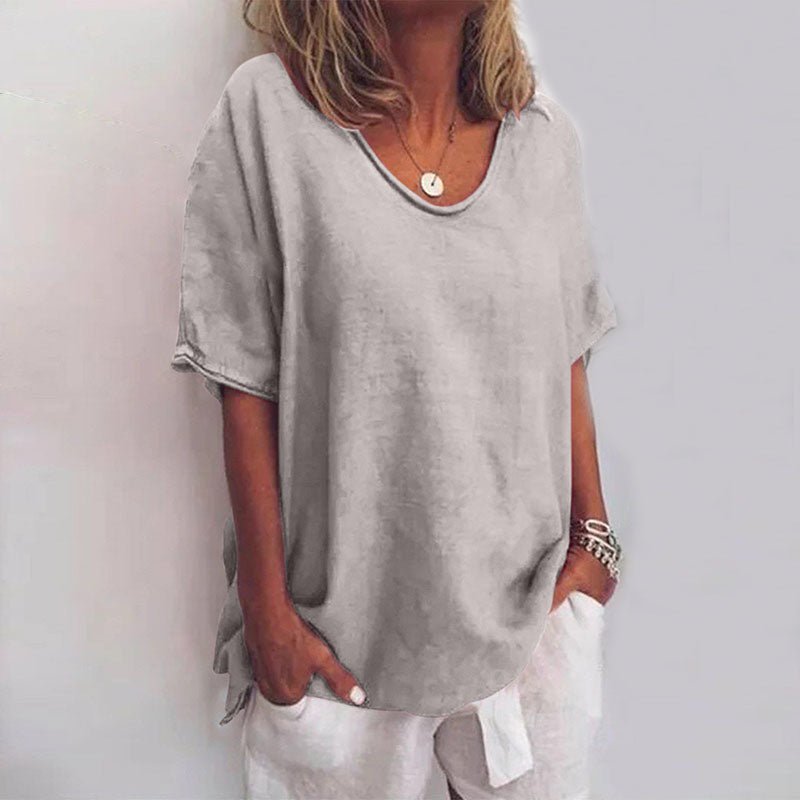 Camiseta oversized con escote en V para mujer