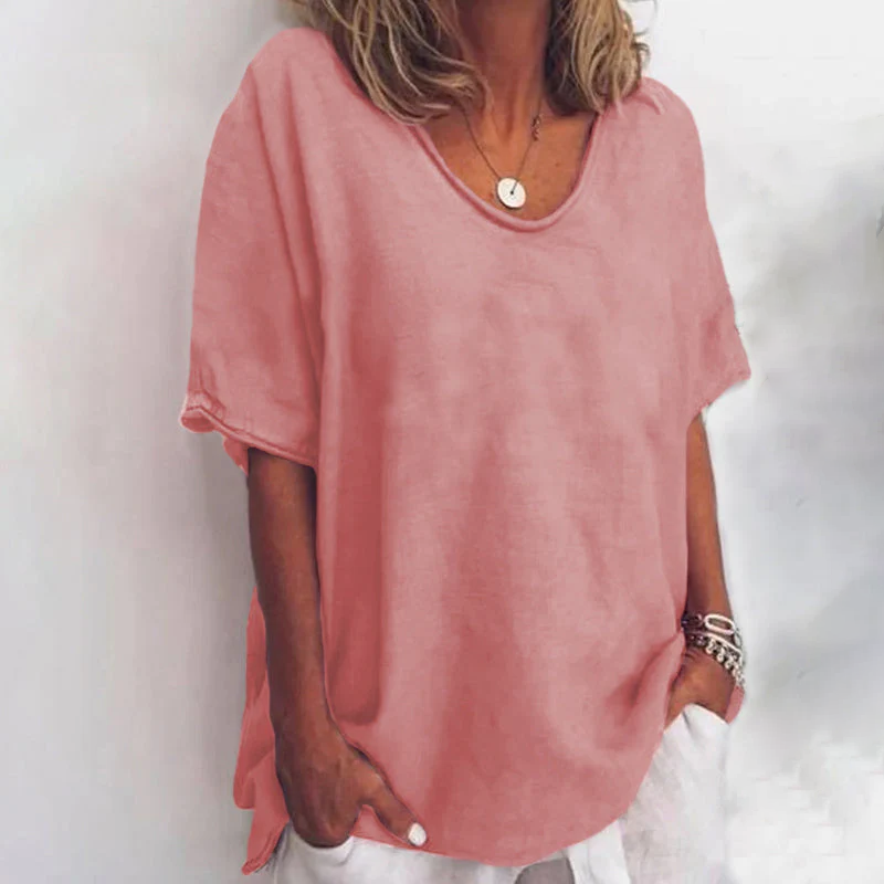 Camiseta Oversized con Escote en V para Mujer