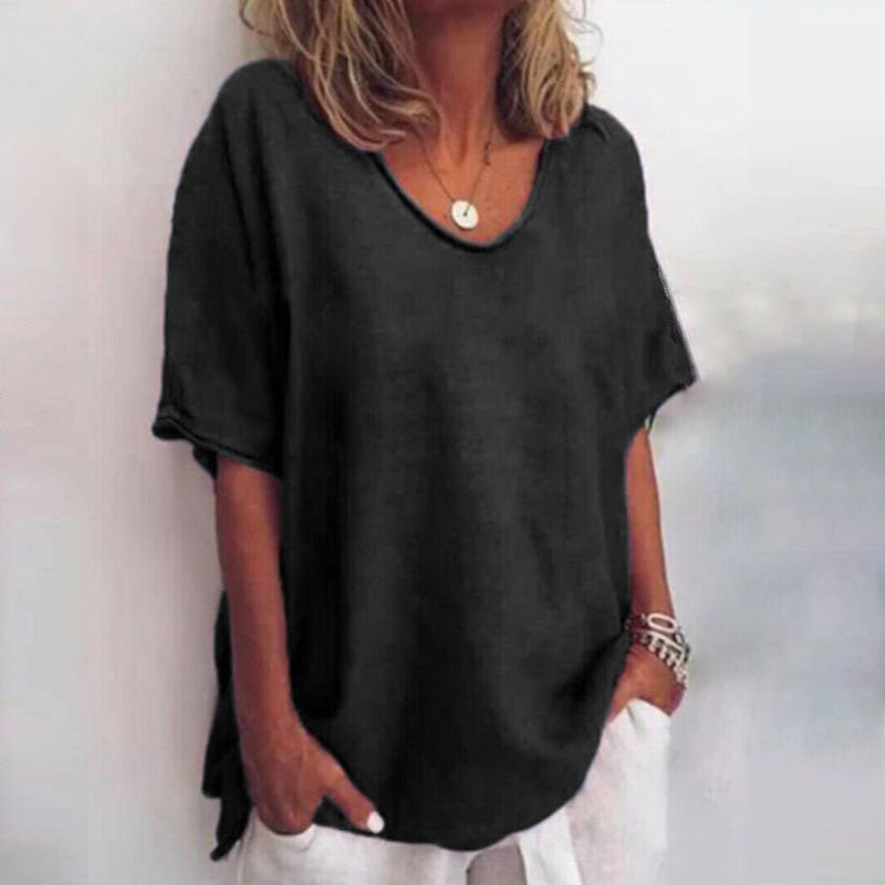 Camiseta Oversized con Escote en V para Mujer
