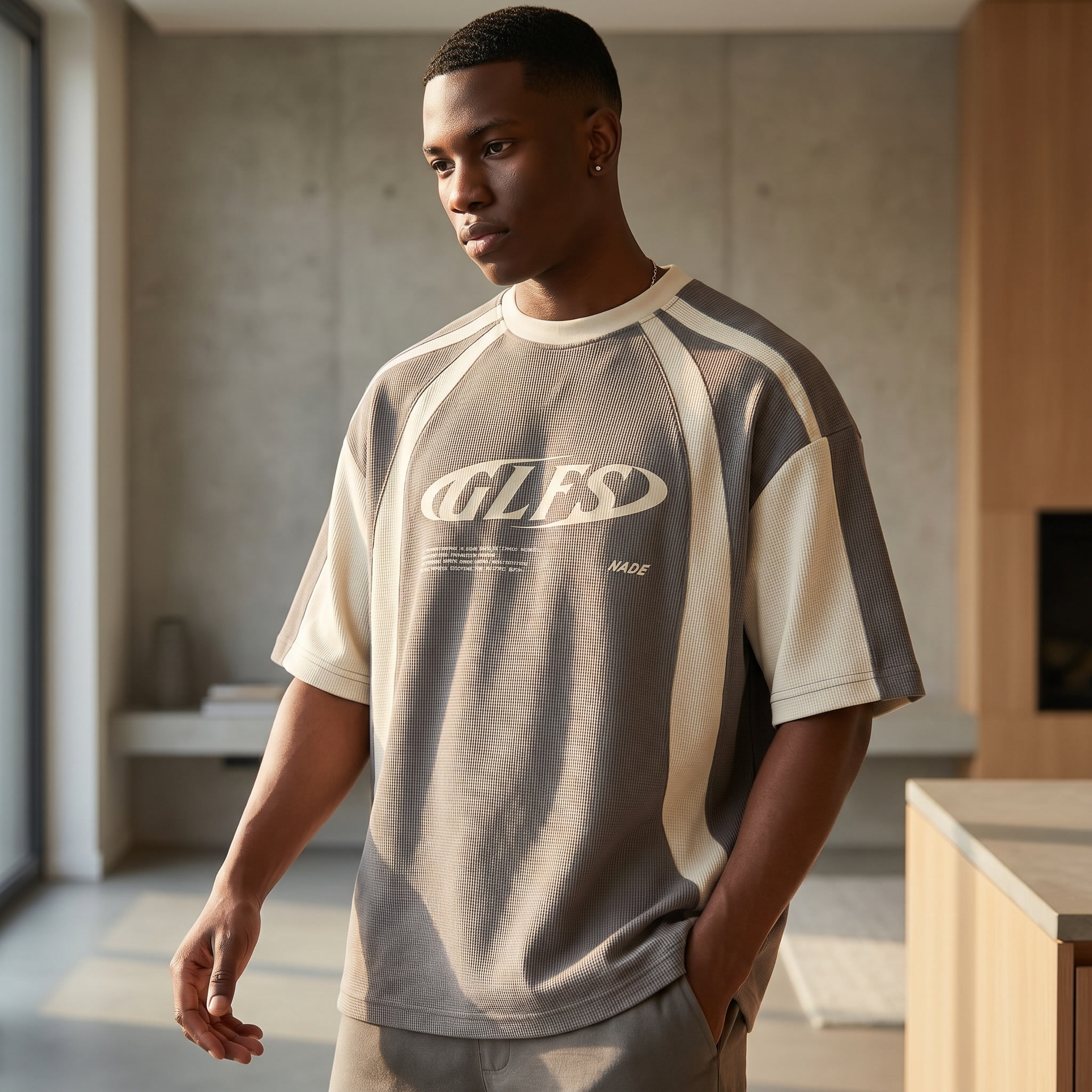 Camiseta Oversized para Hombre con Textura de Ante | Camiseta Hip-Hop Streetwear de Corte Holgado
