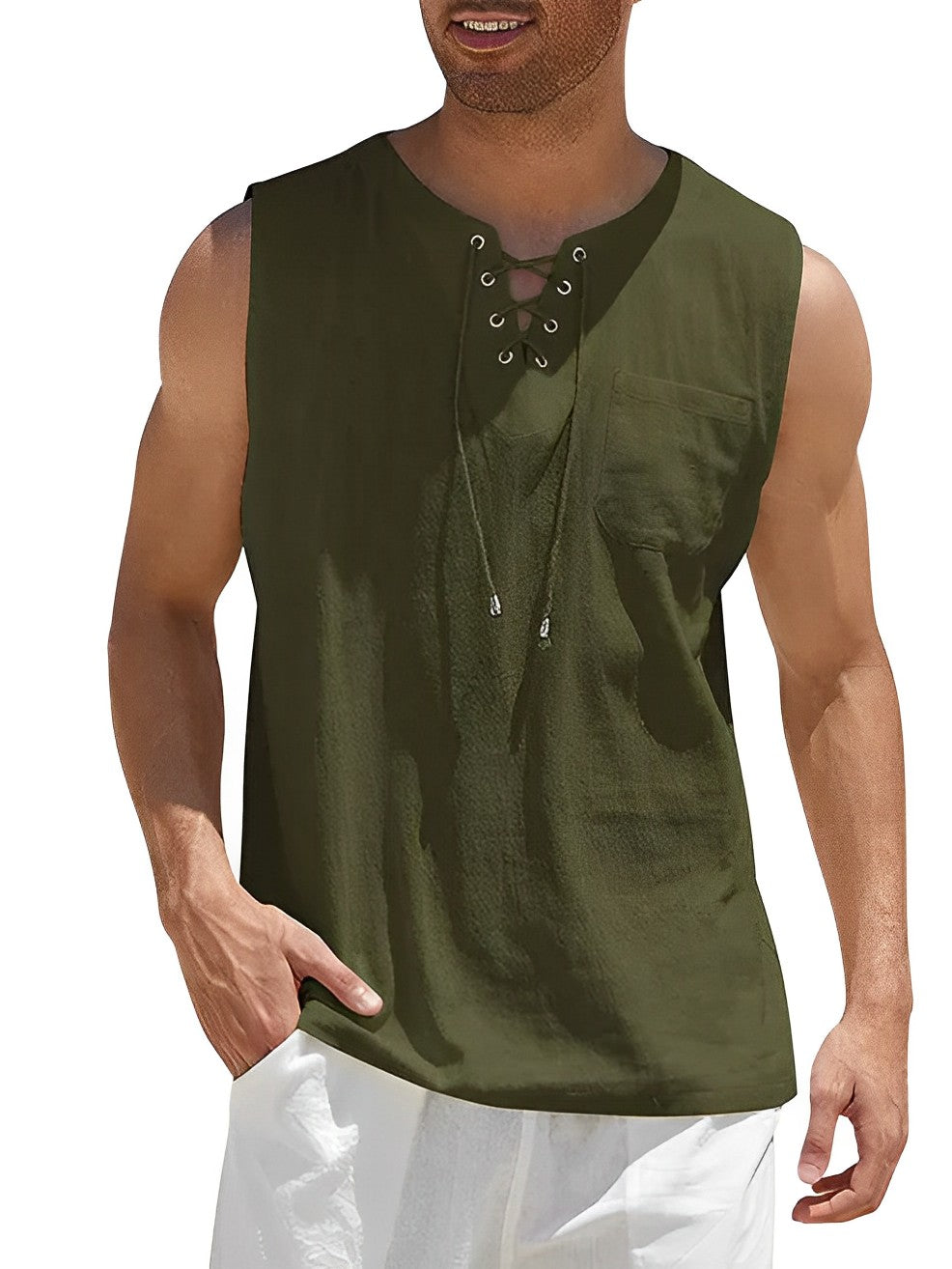 Camiseta sin mangas para hombre | Comodidad fresca de verano y cuello en V elegante