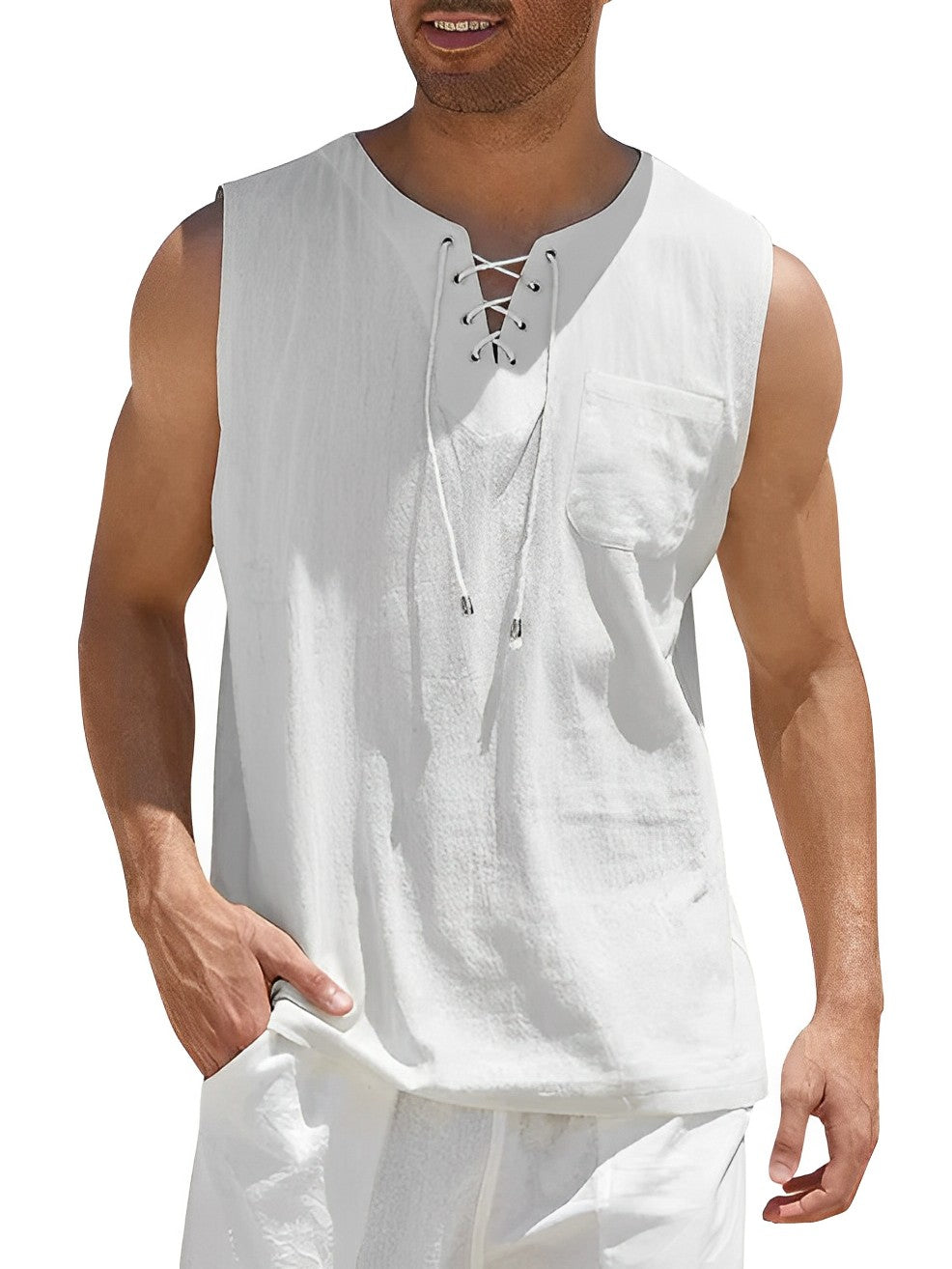 Camiseta sin mangas para hombre | Comodidad fresca de verano y cuello en V elegante